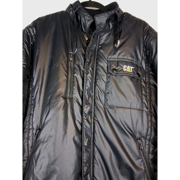 Turning Point Jacket Men's L Black Construction Zip Puffer Coat CATERPILLAR VTG - Picture 2 of 9